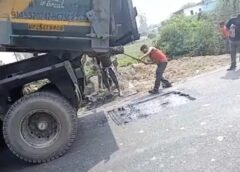 Bareli Uttar Pradesh: बरेली में धारा लक्ष्य समाचार की खबर का असर: फरीदपुर बीसलपुर सड़क की मरम्मत शुरू